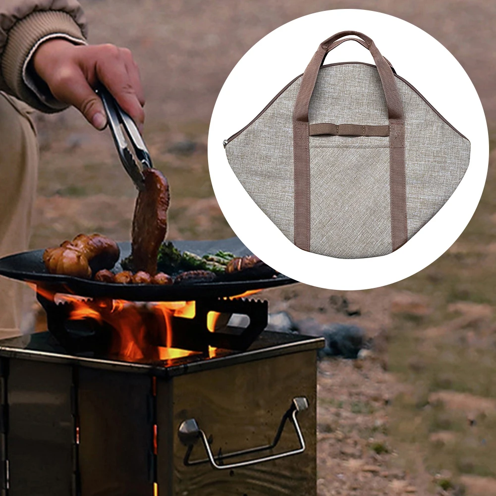 1-3pcs Frying Pan Bag Case 600D Oxford Grill Plate Carry Bag Zipper Side Pocket Outdoor Picnic Tools Griddle Bags