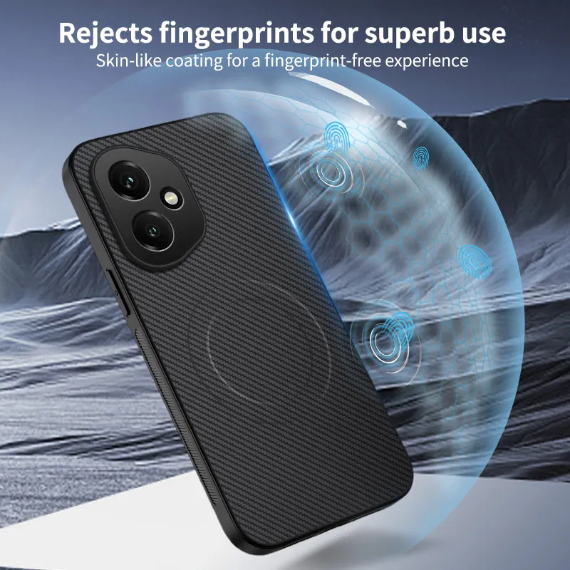 Magnetic Skin-Feel Carbon Fiber Textured Shockproof Case with Magsafe Compatibility