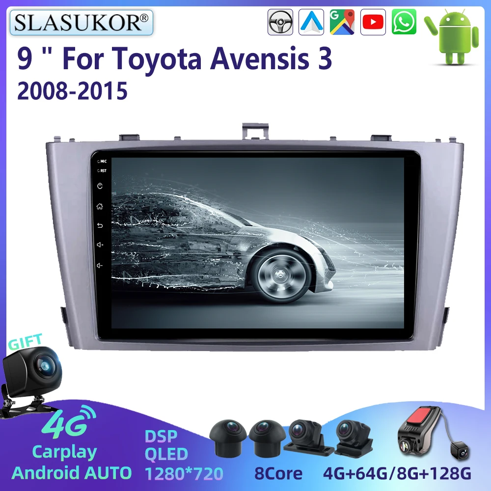 

9 дюймов для Toyota Avensis 3 2008 - 2015 Android автомобильное радио мультимедиа видеоплеер навигация GPS автомобильная стереосистема