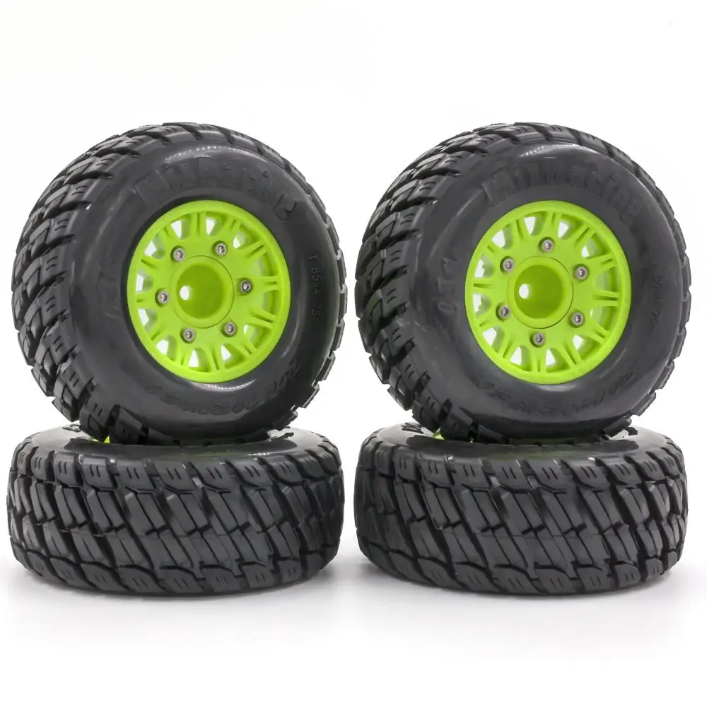 

4pcs RC Wheels Tires 12mm Hex Hub Adapter Wheel Tire Rubber for 1/10 RC Car Monster Truck Truggy Desert Racing Short Course