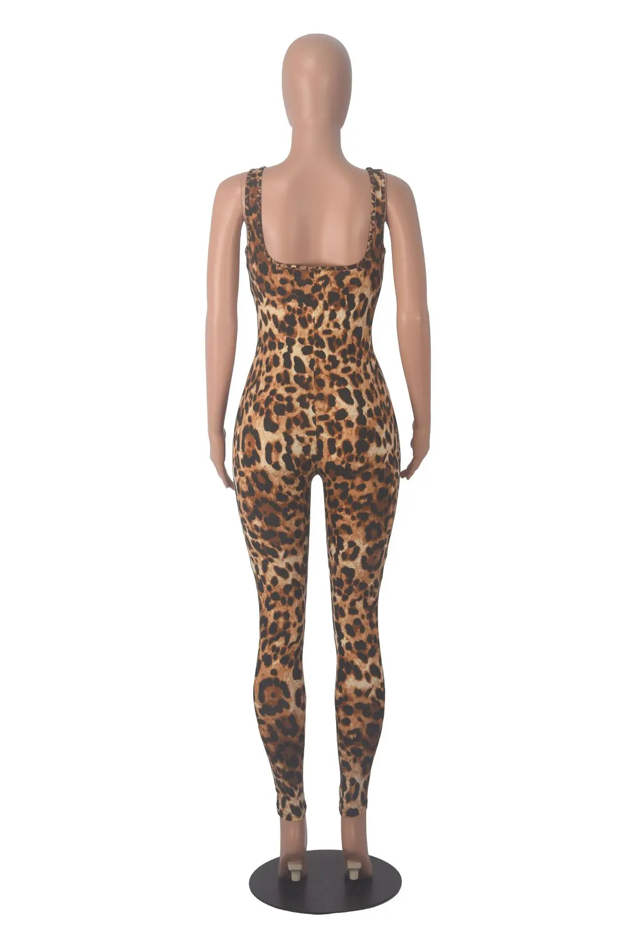 Wmstar Women Printed Sleeveless Bodysuit Threaded Square Neck Open Back Hip Lifting Slim Fit Jumpsuit Wholesale Dropshipping