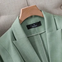 2022 Summer Solid Color elegancka zielona marynarka w stylu Casual, cienka kurtka damska koreański styl V-neck damski garnitur oficjalny płaszcz 6