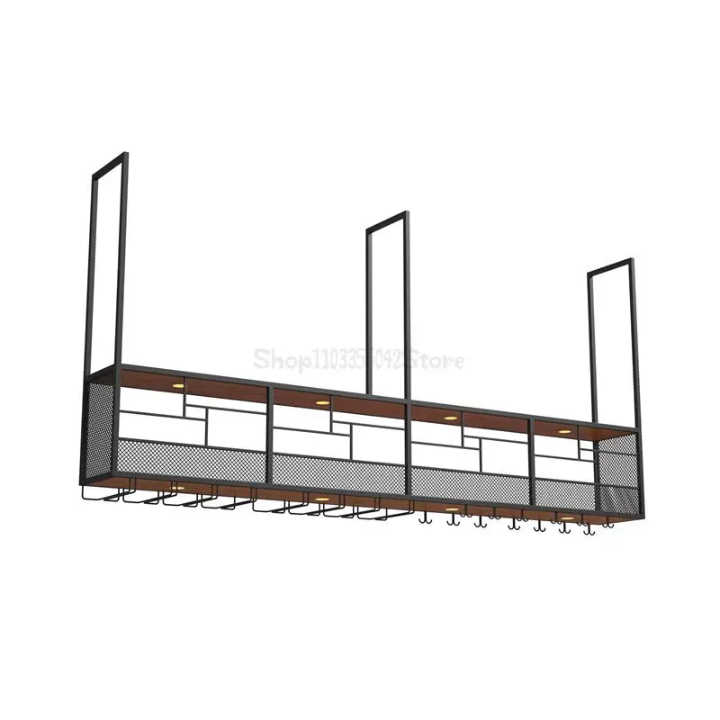 Industrial Style Iron Art Wine Rack Bar Hanging Wine Cabinet Hanging Bar Restaurant Upside Down Glass Cabinet
