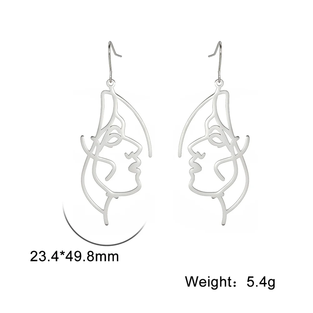 Stilvolle aushöhlen Gesicht baumeln Ohrringe Persönlichkeit übertrieben symmetrische abstrakte Gesicht Silhouette Ohrringe Frauen Schmuck Geschenke – Detail 9
