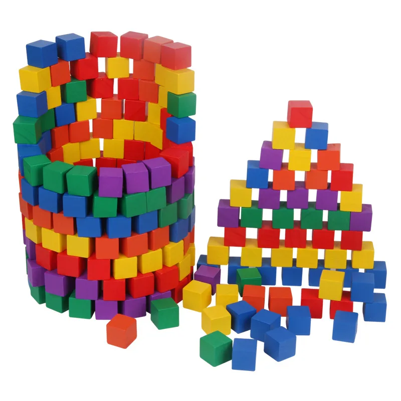 20 Pcs Colorful Mini Wooden Blocks 2*2*2cm for Kids Handmade Craft Toy