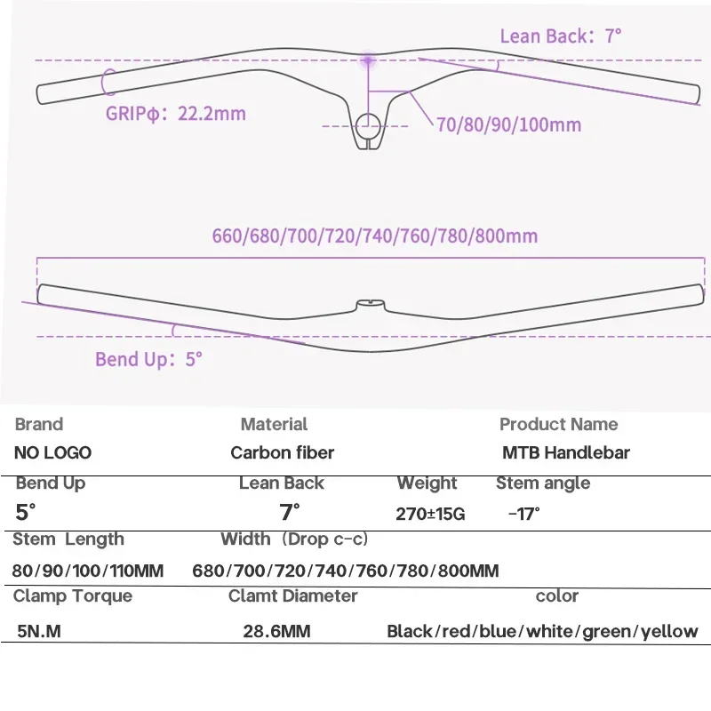 MTB Integrated Handlebar Bicycle Handlebar Carbon Fiber One-shaped Handlebar Stem -17Degree Bike Frame Bicycle Parts