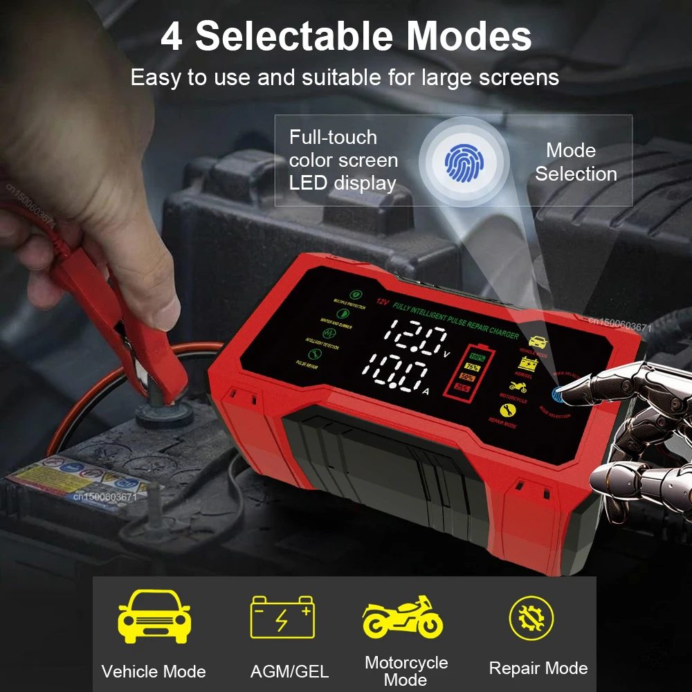 Car Battery Charger 12V Intelligent Automotive Battery Charger For Car and Motorcycle Power Puls Repair Charger Battery Charging - 3