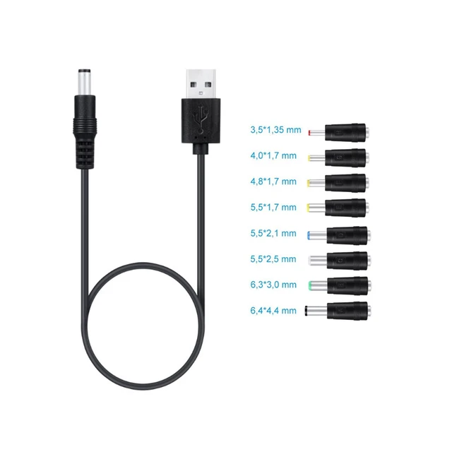 Universal 5V DC Power Cable USB to DC 5.5x2.1mm 3.5mm 4.0mm 4.8mm