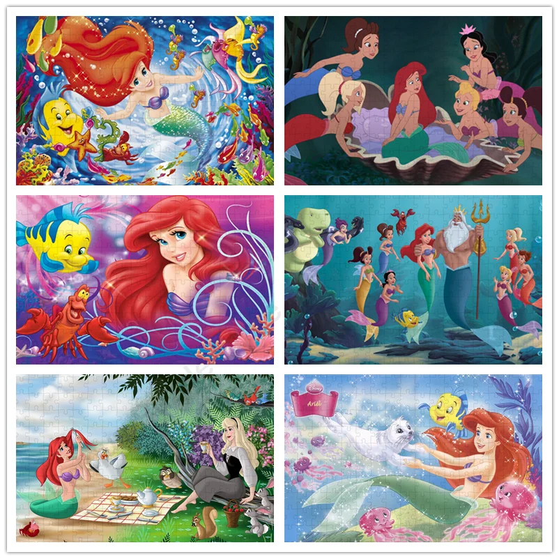 

Jigsaw Puzzle Disney The Little Mermaid 300/500/1000Pcs Puzzle Jigsaw Puzzles Cartoon Children's Educational Intellectual Toys