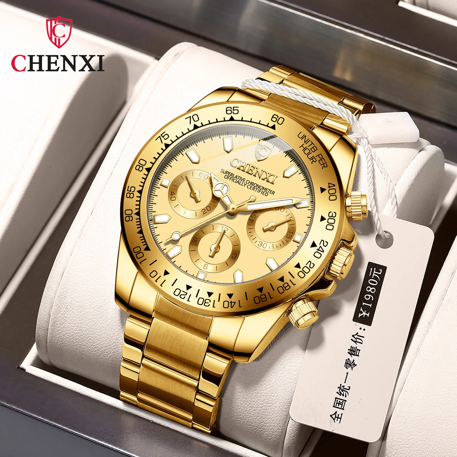 

Golden Men's Watch Luxury Chic Elegant Business Water Waterproof Quartz Wristwatch Stainless Belt Reloj Hombre Reloj Para Mujer