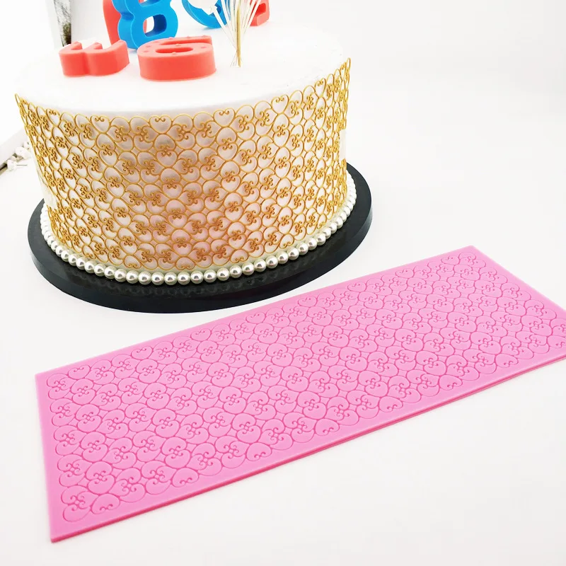 Cake Mold Lace Love Heart Broken Flower Lace Mold Silicone Mold