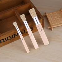 3PCS Wooden Stencil Brush Chalk Paint Natural Pure Hog Bristle Round Painting Arts Supplies 1