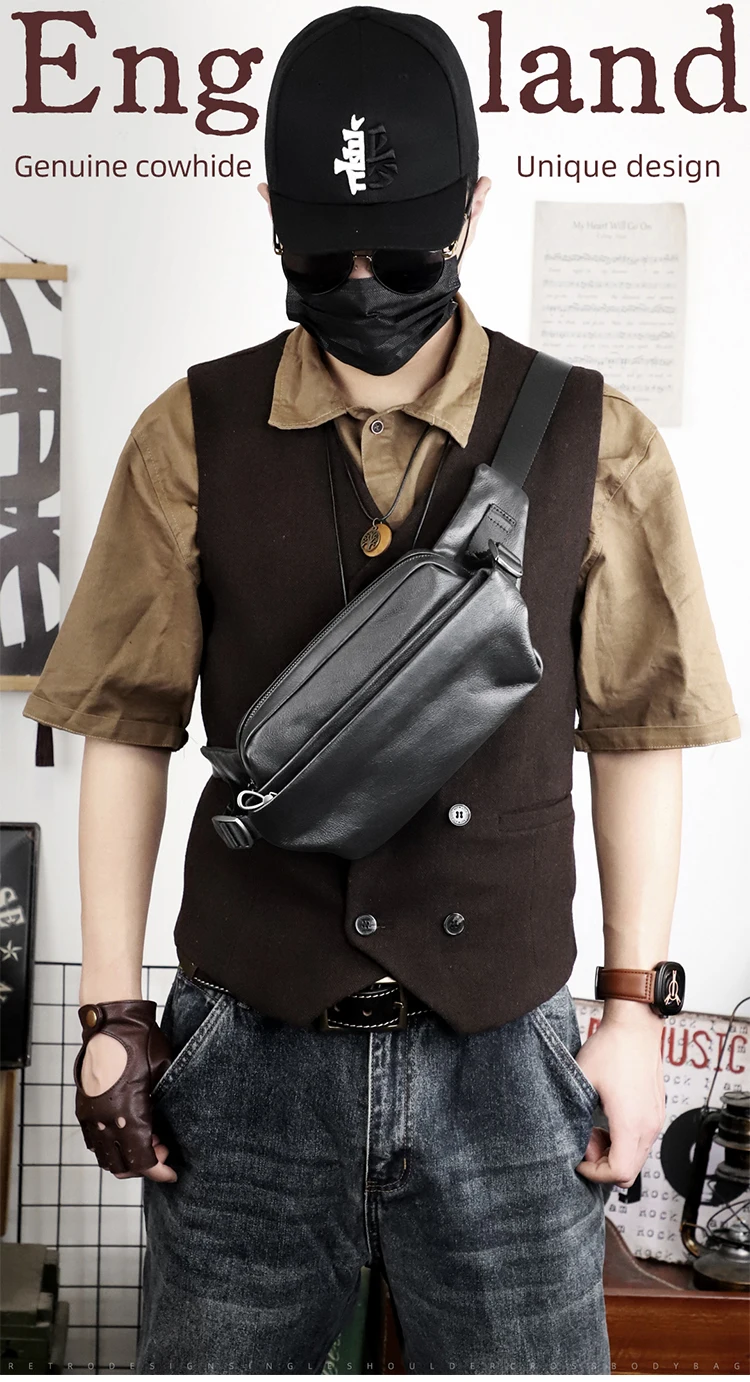 送料無料 35%OFF】本革チェストバッグ/ウエストバッグ フルグレイン