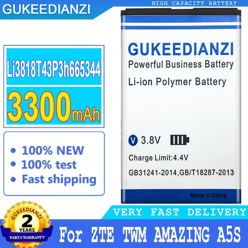 

3300mAh GUKEEDIANZI Battery Li3818T43P3h665344 For ZTE TWM AMAZING A5S Blade GF3 T320 Replacement Baterij Bateria