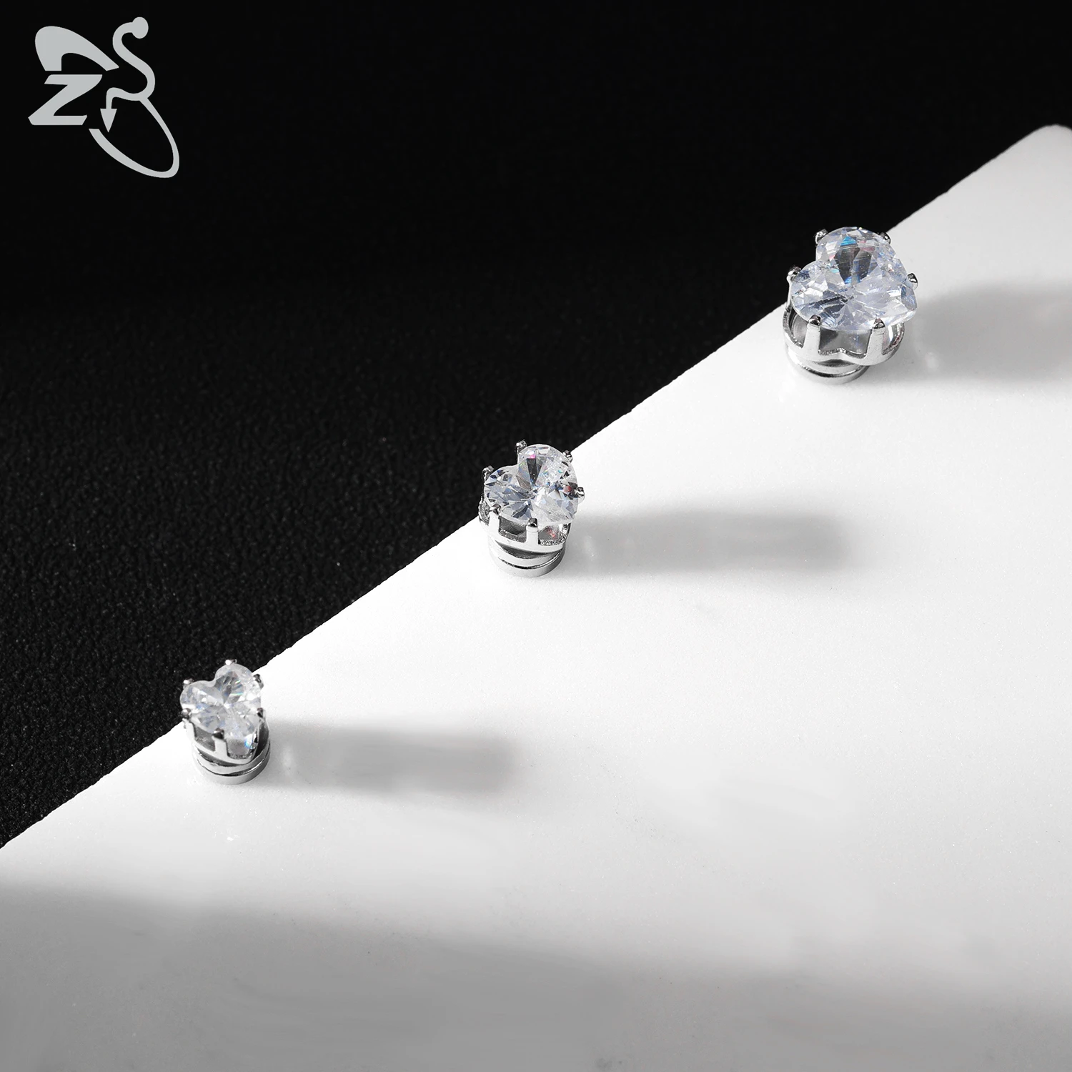 Magnetic Clip-on Earrings Star Heart Shape CZ Crystal Ear Clip No Piercing Ear Stud No Pierced Earring Jewelry 1 Piece 4-8MM