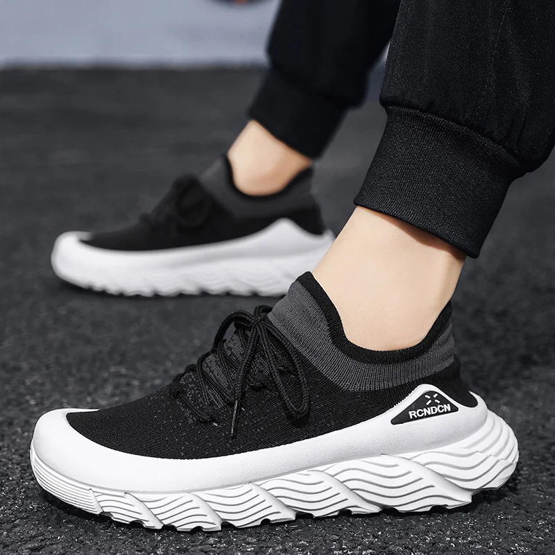Men's Shoe Fly Woven Lightweight Comfortable Men's Safety Shoes Casual Breathable Sneakers Fashionable Lace Up Running Shoes 3