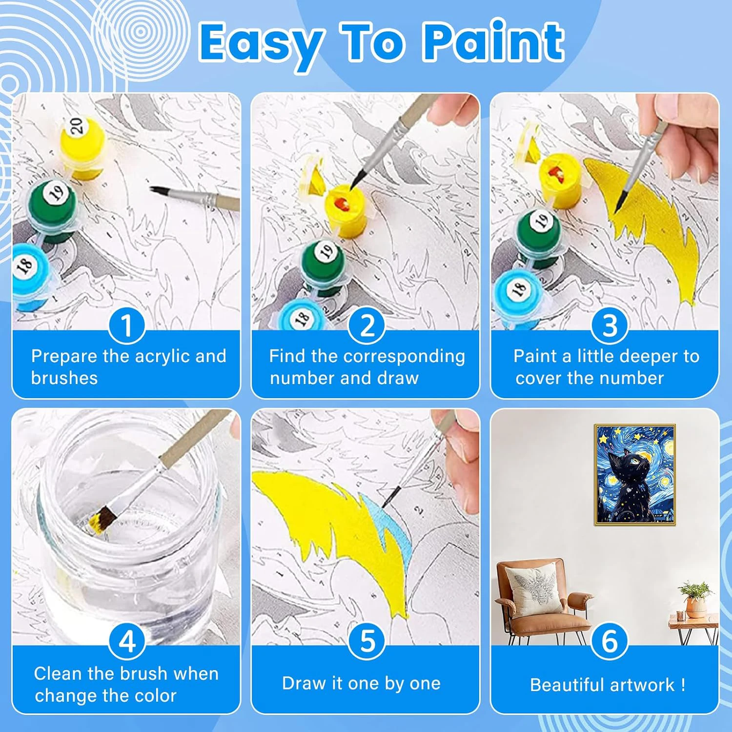 Number Painting With Frame Diy Painting Kit For Adults Flowers Sunset Canvas Acrylic Home Decoration Gifts