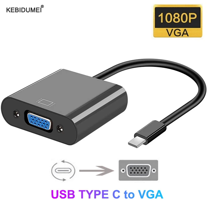 Cavo Adattatore Da Usb C A Vga Adattatore Da Tipo C A Vga Adattatore Connettore Da Usb 3.1 A Vga Hd 1080P Per Macbook Pro Samsung Galaxy S9