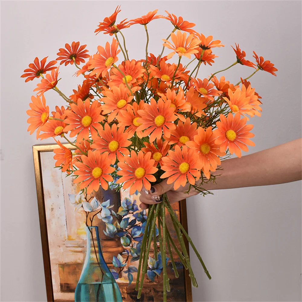 Yellow Daisy Artificial Flowers Decorative 5 Flower Head Silk White Chamomile Home Desktop Decorative Vase Fake Flowers 52cm artificial plants artificial flower artificial flowers artificial flower bouquet