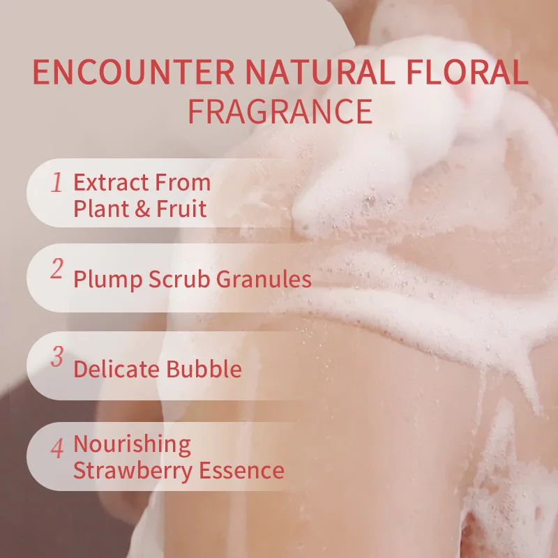 500ml Fruity Smooth Body Wash Clean Skin Brightening Scrub Granules Exfoliating Shower Gel Soothing Bath Anti-Acne Body Care