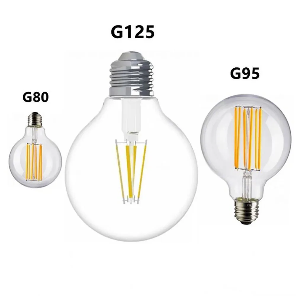 

E27 LED Globe Bulb Filament Edison T45 ST64 G80 A60 G95 G125 6W 10W 12W 16W White 2700K 220V Retro Vintage Lamp Decorative