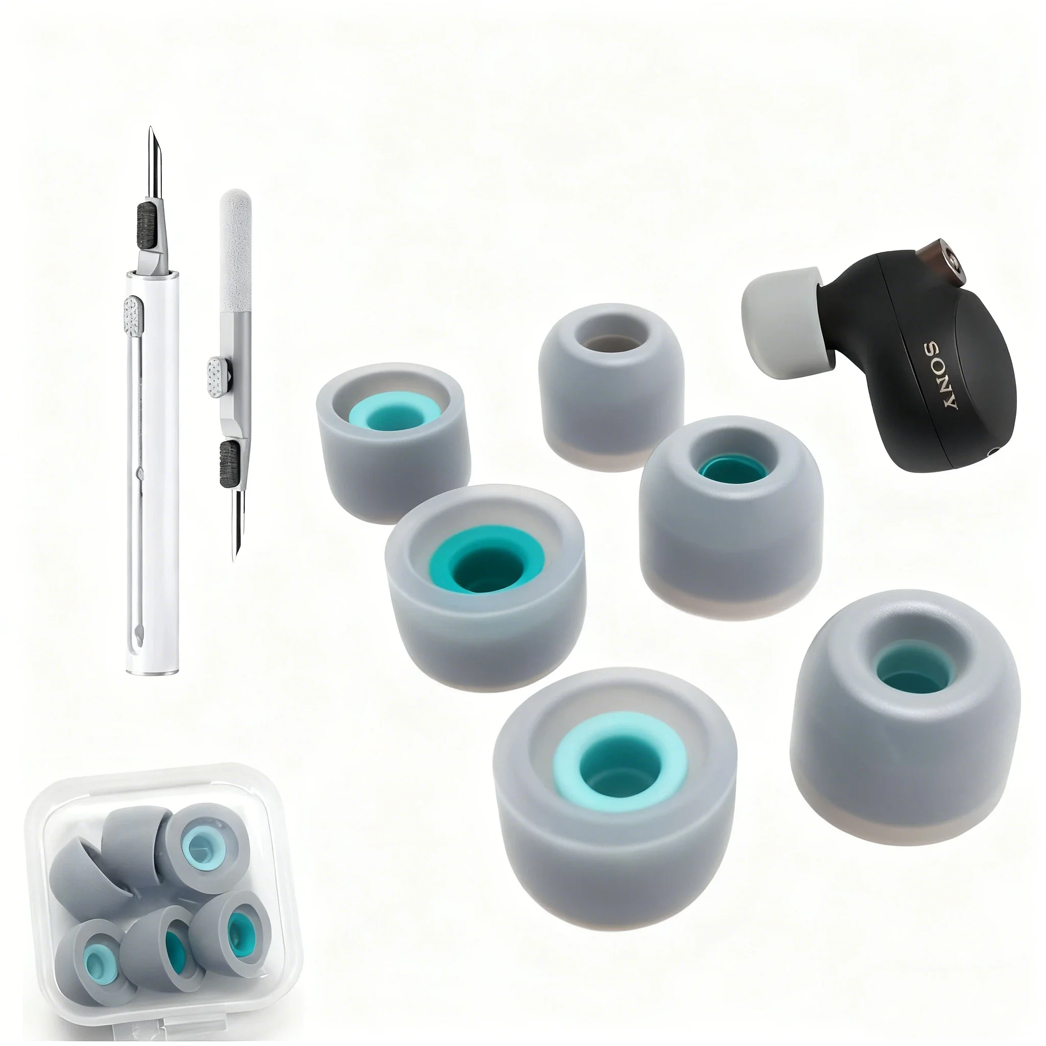 KUTOU Memory Foam Ear Tips Set with Cleaning Pen (3 Pairs)