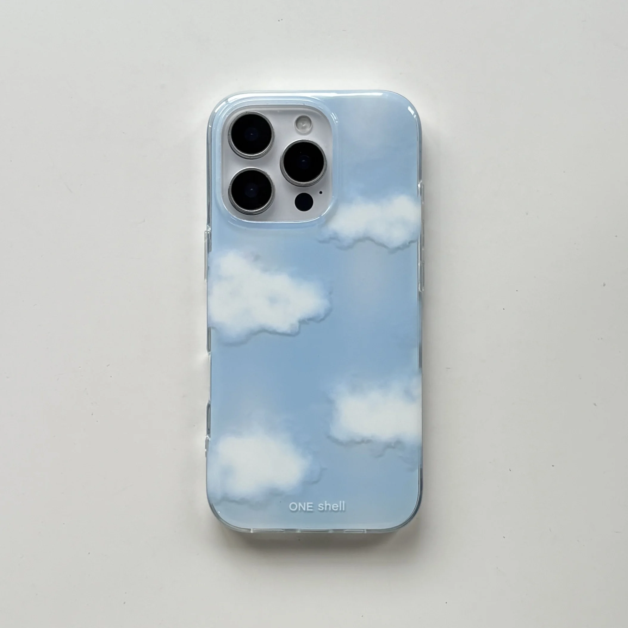 Korean Blue Sky & White Clouds Glossy Cotton Protective Phone Case