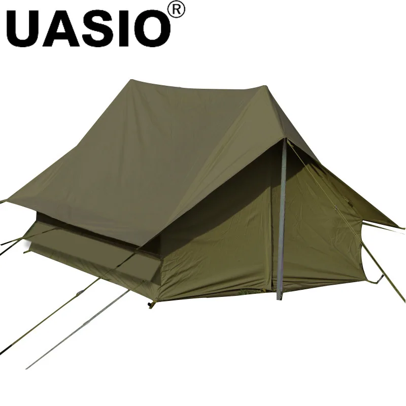 Outdoor Waterproof Hiking Traveling Camping Tent Cabin Ridge Tent Rain Proof Cabin Type A-shaped Oxford Cloth Vintage Green