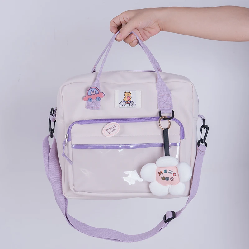 Clear Pocket 3 Ways Backpack for Teens Women Simple Canvas Rucksack Mini Packbag Teen Girls Backpacks for Daily Shopping 2089 