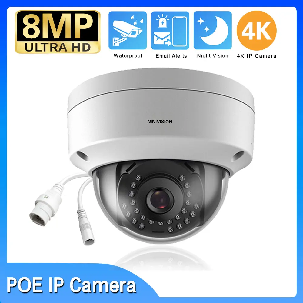 4K POE 8MP IP Camera Outdoor Waterproof External CCTV Security-Protection Explosion-Proof Dome Network Surveillance IP Camera