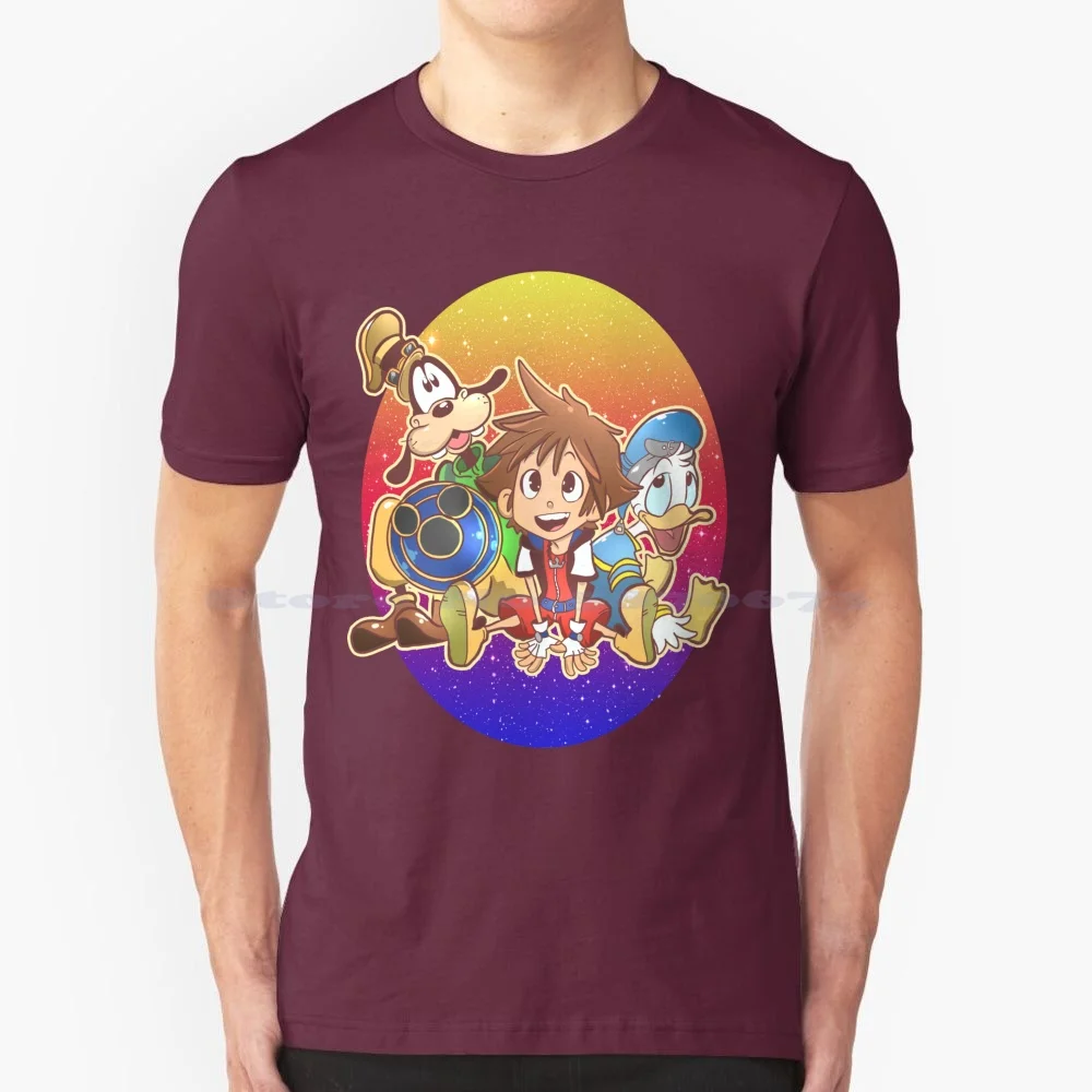 Kingdom Hearts Friends T Shirt 100% Cotone Tee Kingdom Hearts Sora Square Enix Geek Videogioco Kawaii Cute