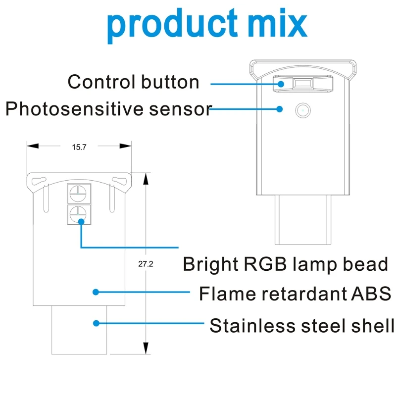 미니 C타입 LED RGB 주변 조명, 밝기 조절 가능, 8 색 변경 가능 램프, 저전력 RGB 다기능, 고휘도 P9JD