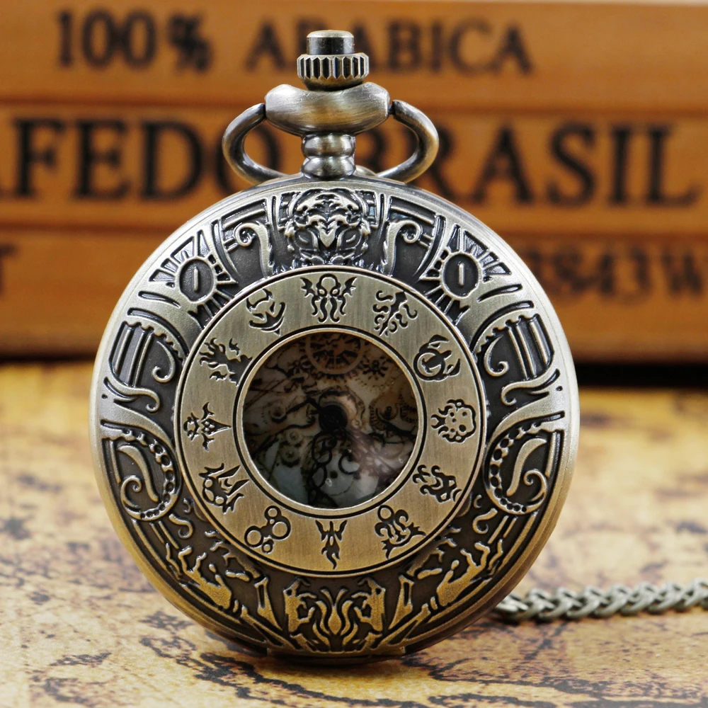 

Steampunk Pocket Watches Vintage Roma Amber Dial Pendant Quartz Pocket Watch Necklace With Chain Gifts For Men Women