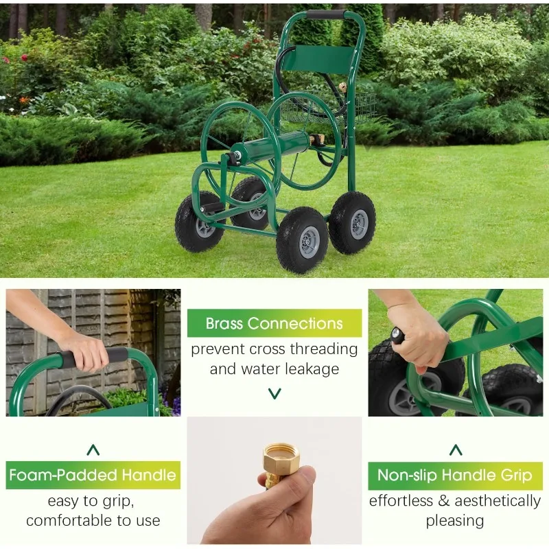 HC-HT300-Green Reel Cart Tools Outdoor Yard Water Truck Heavy DutyWater Planting