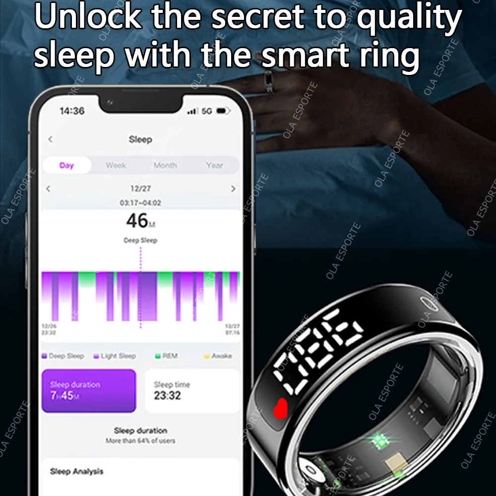 2025 Smart Ring With Screen Tiktok Control 5ATM Waterproof Smartring Heart Rate Temperature Monitoring Smartring Women Men R13 5