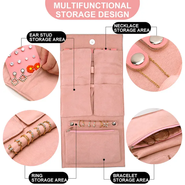 Hordozható Nagy Utazási Ékszer Tekercs Táska Medál Nyaklánc Karkötő Lánc Tároló Hordtáska Óra Gyűrű Fülbevaló Szervező - Image 5