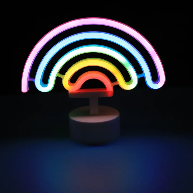 

Neon Decor Rainbow Light LED Neon Night Lamps Flamingo Shaped Desk Lamp Cloud Moon Bedroom Decoration USB Small Night Light