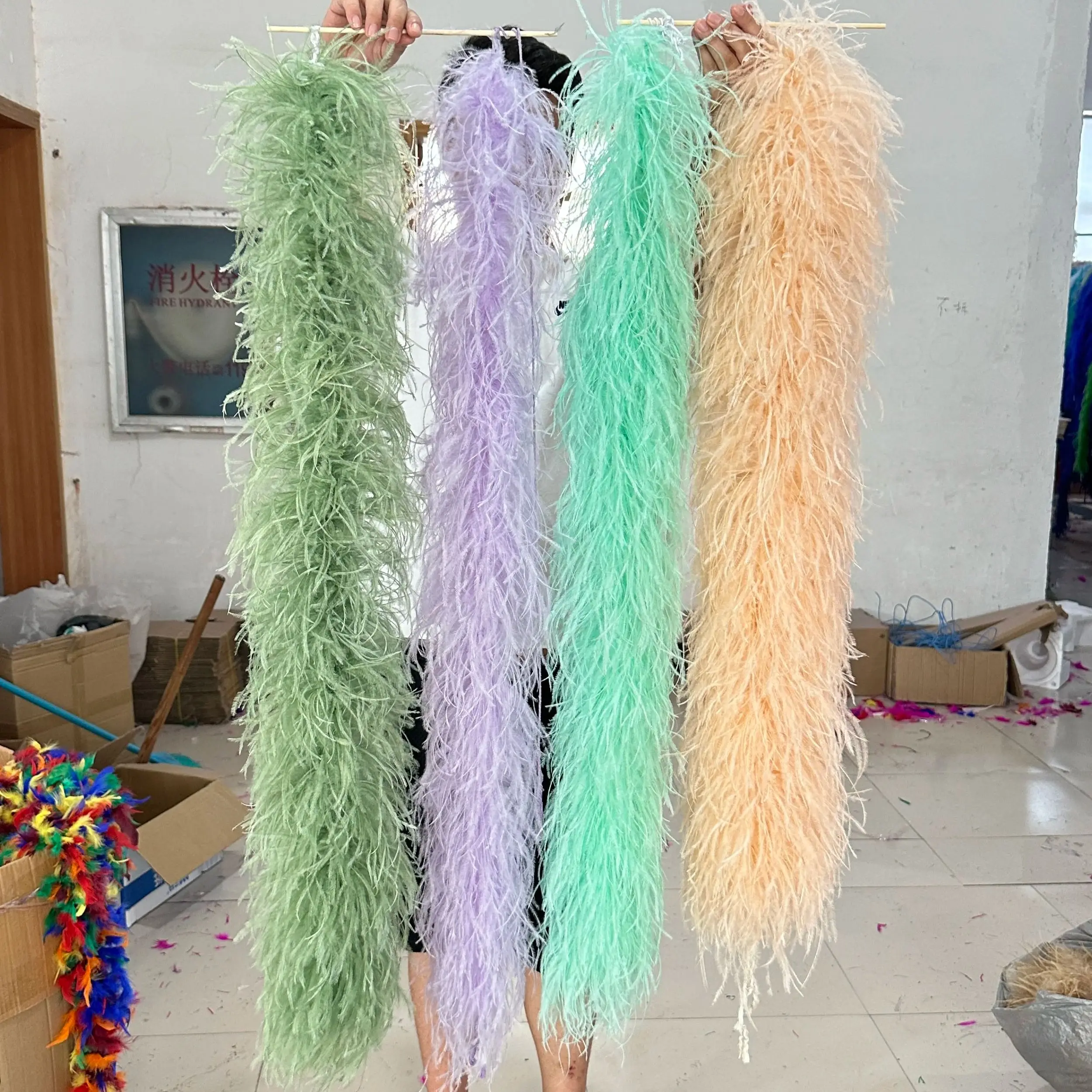 Ostrich Feather Boa Trim Feather Crafts Plume Scarf 6Ply 1/1.3/2/3Meter Wedding Party Dress Shawl Carnival Clothing Decoration