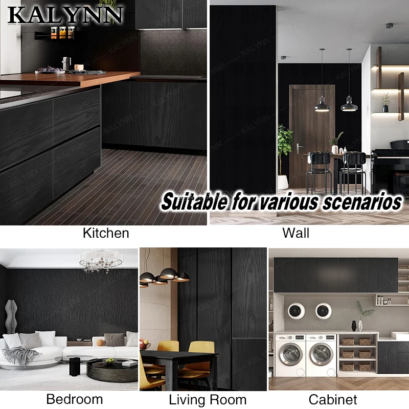 Elegant Black Wood Peel and Stick Decorative Vinyl Wallpaper