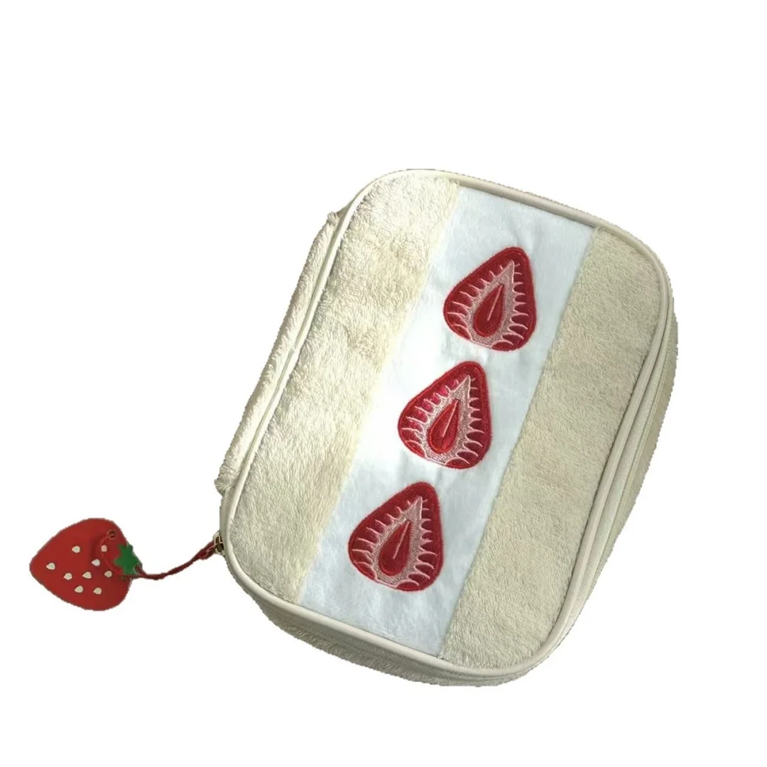 Große Kosmetiktasche Aus Plüsch Für Damen Erdbeer Design_voghion.com