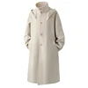 Autumn Winter Wool Blends Coats Men Hooded Turn Down Collar Fashion Youthful Vitality Long Woolen Outwear Male Loose Trench Coat