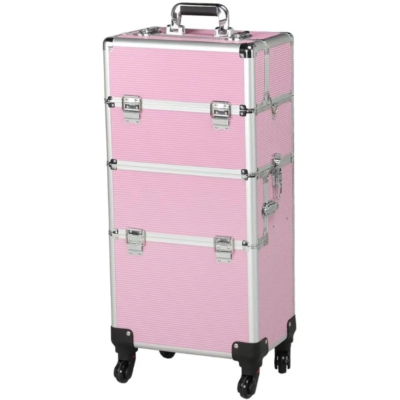 

Topeakmart 3 In 1 Aluminum Professional Rolling Cosmetic Case, Beauty Storage Trolley, Make Up Storage Organizer, Makeup Travel