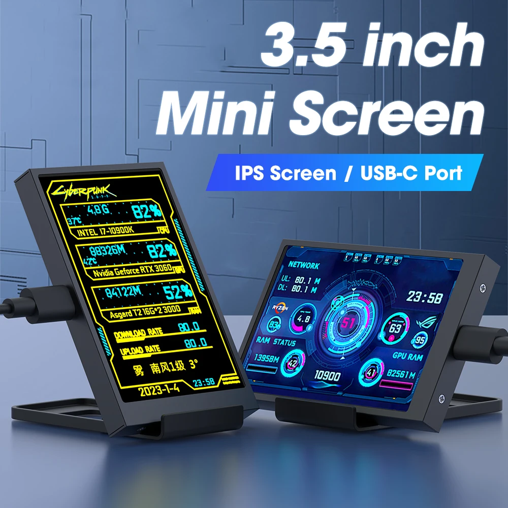 

Двойной USB-компьютер с мониторингом температуры, процессор, GPU, ОЗУ, HDD, сделай сам, акриловый экран дисплея 3,5 дюйма IPS