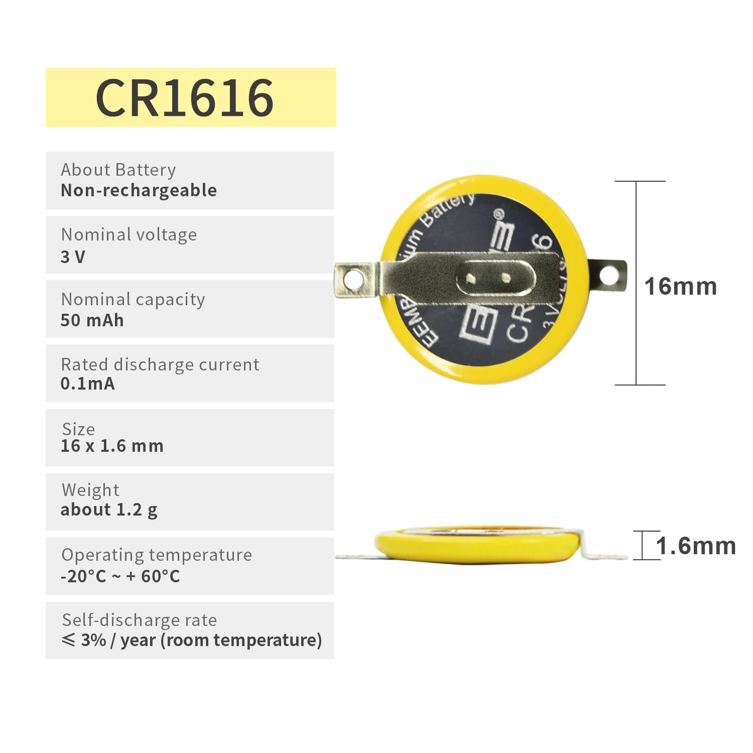 CR1616 Batteries - 10 Pack - 10 Batteries