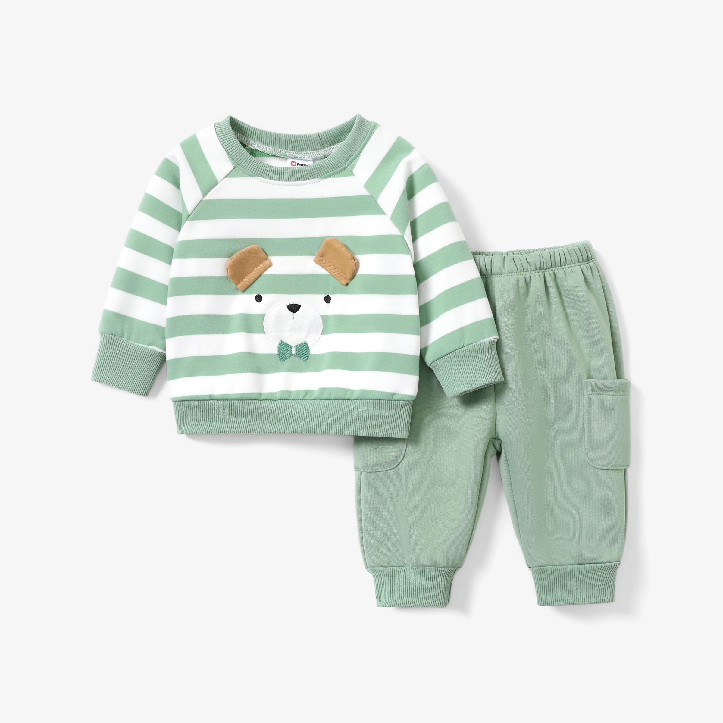 

PatPat 2pcs Baby Boy/Girl Hyper-Tactile 3D Bear Top and Pants Set