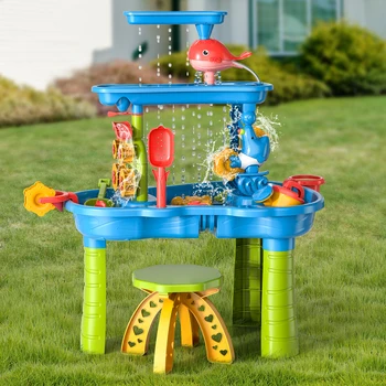 Sand and water table children's beach fun diy outdoor sand table toy set for 3-5 year old boys and girls