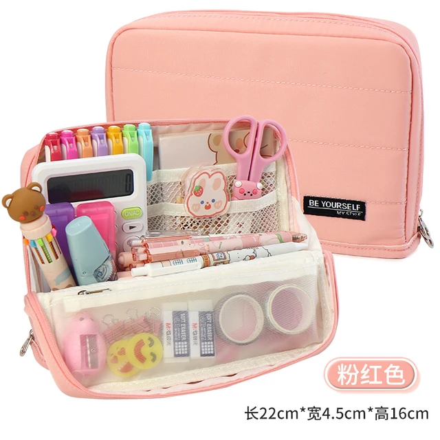 Girl Large Capacity Pencil Bag Aesthetic School Pink Big