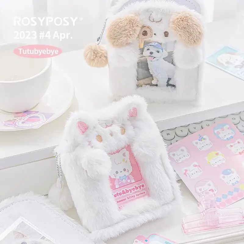 MINKYS Kawaii Puppy Dog Fluffy Soft 3 Ring Kpop Photocards