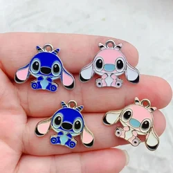 10pcs Stitch Cartoon Character Enamel Charms Earring Pendant for Making DIY Keychain Necklace Drip Oil Metal Jewelry Accessories