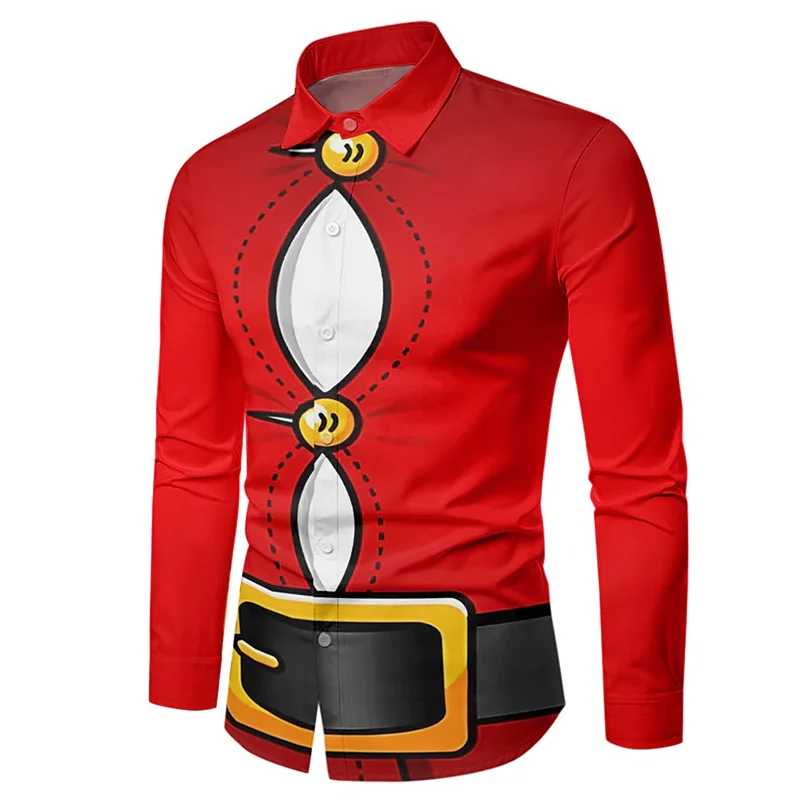 Christmas Gift Men's Shirt Suit Pattern 3D Printing Christmas Street Long Sleeve Button Lapel Clothing Fashion Design 6XL
